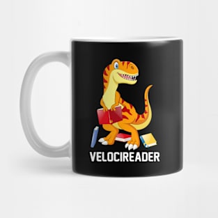 Velocireader Funny Velociraptor Dinosaur Reading Book Lover Mug